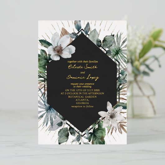 トロピッ素朴ク幾何植物学 箔招待状 (立ち正面)