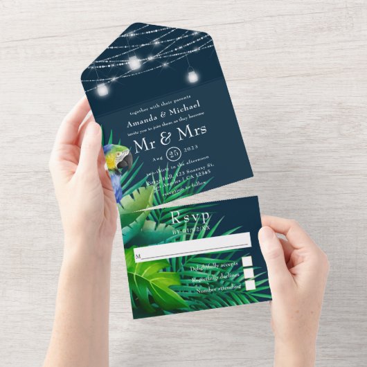 トロピッ素朴ク結婚ス オールインワン招待状 (貼ってはがせる)