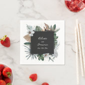 トロピッ素朴ク葉パームボタ結婚ニカル スタンダードカクテルナプキン (インサイチュ)