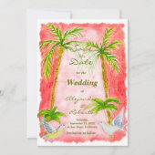 トロピッ素朴ク・ウォーター・カラー・ウェディング 招待状 (正面)