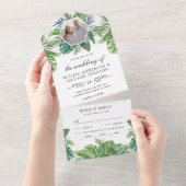 トロピッ素朴ク・モンステ葉ラ・パーム写真結婚の写真 オールインワン招待状 (貼ってはがせる)