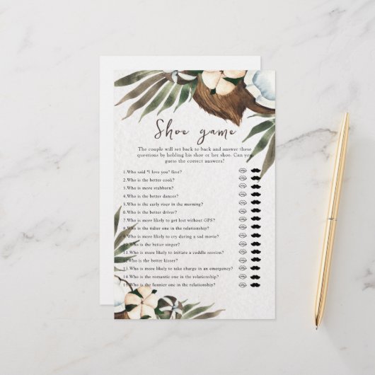 トロピッ結婚カルまたはカップルのシャワーシューゲーム (正面/裏面インサイチュ)