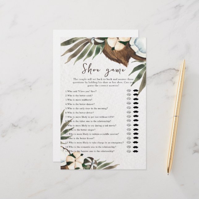 トロピッ結婚カルまたはカップルのシャワーシューゲーム (正面/裏面インサイチュ)