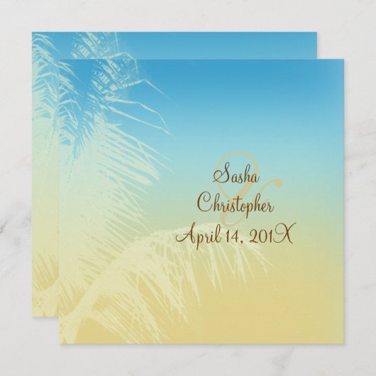 トロピッ結婚クのシルエット 招待状 (正面/裏面)