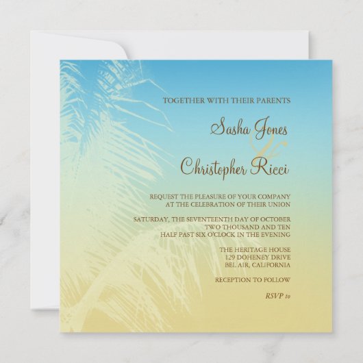 トロピッ結婚クのシルエット 招待状 (裏面)