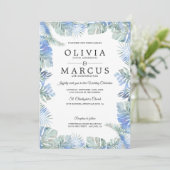 トロピッ結婚クの水の色葉の青緑 招待状 (スタンド正面)