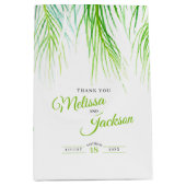 トロピッ結婚ク感謝していなヤシの緑と白 ミディアムペーパーバッグ (正面)