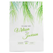トロピッ結婚ク感謝していなヤシの緑と白 ミディアムペーパーバッグ (裏面)