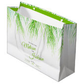 トロピッ結婚ク感謝していなヤシの緑と白 ラージペーパーバッグ (正面アングル)