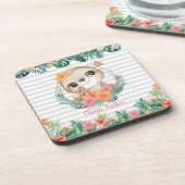 トロピッ縁どクハイビスカスフラワーズスロッスカスタム コースター (左側)