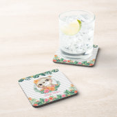 トロピッ縁どクハイビスカスフラワーズスロッスカスタム コースター (右側)