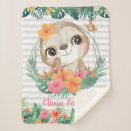 トロピッ縁どクハイビスカスフラワーズスロッスカスタム シェルパブランケット