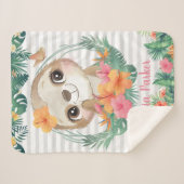 トロピッ縁どクハイビスカスフラワーズスロッスカスタム シェルパブランケット (正面(横))