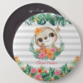 トロピッ縁どクハイビスカスフラワーズスロッスカスタム 缶バッジ (正面&裏面)