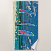 トロピッ航海のクホワイトサンドビーチ帆船 ビーチタオル (正面)