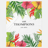 トロピッ葉クと花カスタムの姓 フリースブランケット (正面)