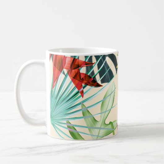 トロピッ葉クと花：鮮やか模様 コーヒーマグカップ (左)