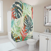 トロピッ葉クと花:鮮やか模様 シャワーカーテン (インサイチュ)