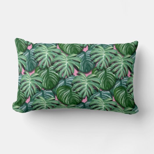 トロピッ葉クな葉の緑と緑 ランバークッション (正面)