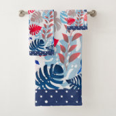 トロピッ葉クな赤と青のシェードファンシートリム バスタオルセット (インサイチュ)