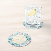 トロピッ葉クアクア金ゴールド ラウンドペーパーコースター (インサイチュ)