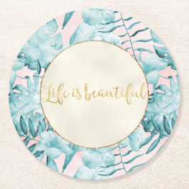 トロピッ葉クアクア金ゴールド ラウンドペーパーコースター