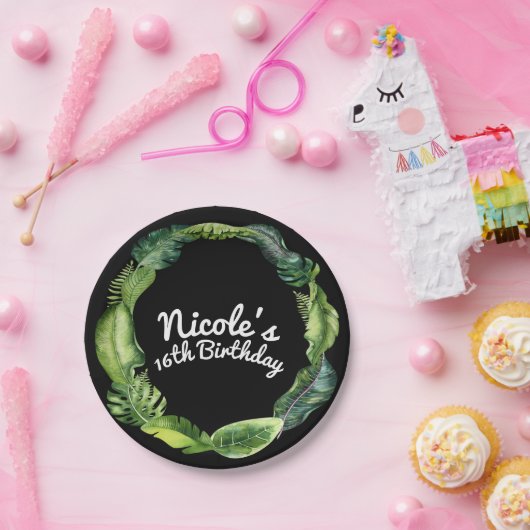 トロピッ葉クエレガントシックサマー結婚ズルアウ（ハワイ式宴会） ペーパープレート (パーティー)
