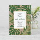 トロピッ葉ククラフト紙の結婚カップルのシャワー 招待状 (スタンド正面)