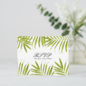 トロピッ葉クサマーエレガントウェディングRSVP インビテーションポストカード (スタンド正面)