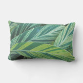 トロピッ葉クストライプのの緑の葉熱帯地方 ランバークッション (裏面)