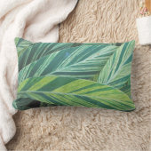 トロピッ葉クストライプのの緑の葉熱帯地方 ランバークッション (ブランケット)
