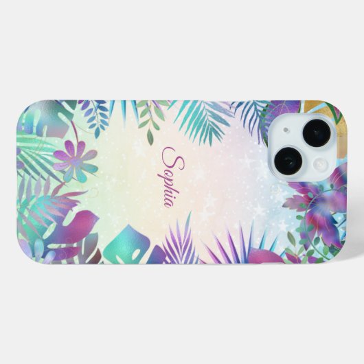 トロピッ葉クティール(緑がかった色)と緑グラデーション、スクリプト名 Case-Mate iPhoneケース (裏面 (横))