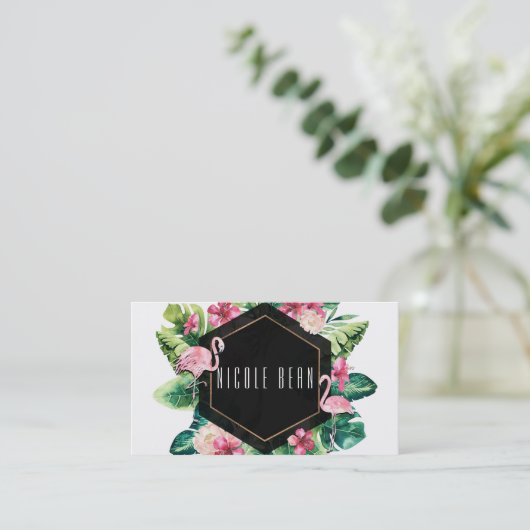 トロピッ葉クハイビスカスフラミンゴスシエレガントック 名刺 (スタンド正面)