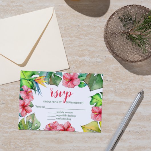 トロピッ葉クハワイアンルアウ（ハワイ式宴会）RSVPカード 出欠カード