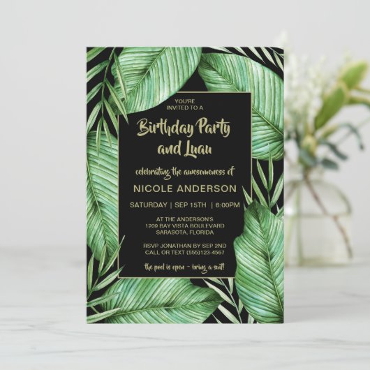 トロピッ葉クバースデーパーティールアウ（ハワイ式宴会）招待状 招待状 (スタンド正面)