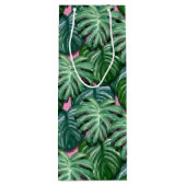 トロピッ葉クパターン – 緑の葉 ワインギフトバッグ (裏面)