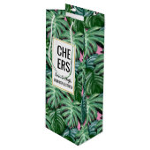 トロピッ葉クパターン – 緑の葉 ワインギフトバッグ (正面アングル)