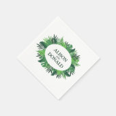 トロピッ葉クパームフローラ結婚の名前の楕円 スタンダードカクテルナプキン (角)