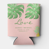 トロピッ葉クビーチ結婚式パイナップルグリーン 缶クーラー (正面)