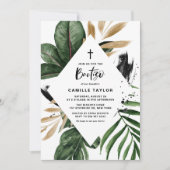 トロピッ葉クフェイクゴールドフォイルフレームバウティゾ 招待状 (正面)