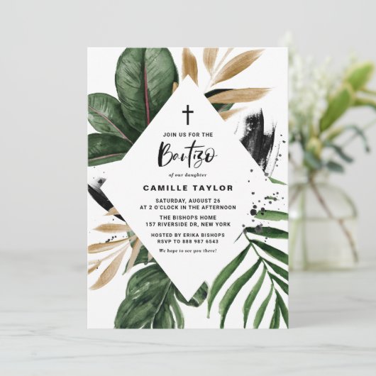 トロピッ葉クフェイクゴールドフォイルフレームバウティゾ 招待状 (スタンド正面)