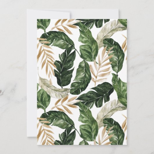 トロピッ葉クフェイクゴールドフォイルフレームブライダルブランチ 招待状 (裏面)