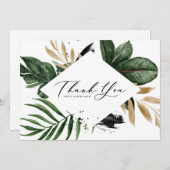 トロピッ葉クフェイクゴールドフォイルフレーム結婚ズ サンキューカード (正面/裏面)