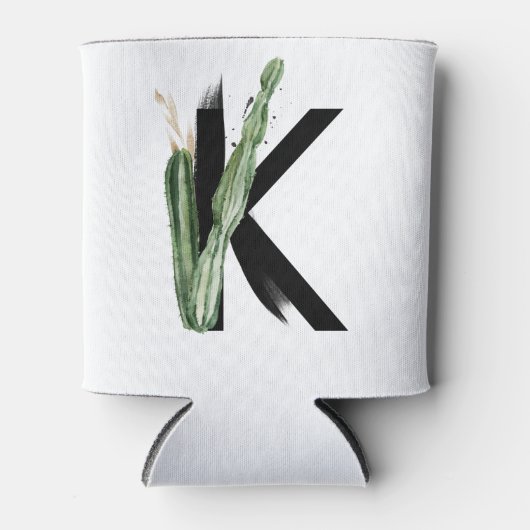 トロピッ葉クフェイクゴールドフォイル文字Kモノグラム 缶クーラー (正面)