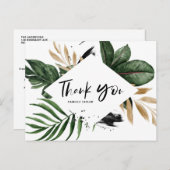 トロピッ葉クフェイク・ゴールド・フォイル素朴・サンキュー ポストカード (正面/裏面)