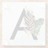 トロピッ葉クフェイク・ゴールド・フォイル・レターAモノグラム ガラスコースター (裏面)