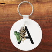 トロピッ葉クフェイク・ゴールド・フォイル・レターAモノグラム キーホルダー (正面)