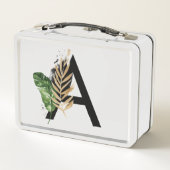 トロピッ葉クフェイク・ゴールド・フォイル・レターAモノグラム メタルランチボックス (裏面)