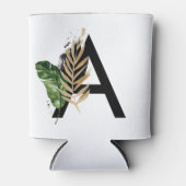 トロピッ葉クフェイク・ゴールド・フォイル・レターAモノグラム 缶クーラー (正面)