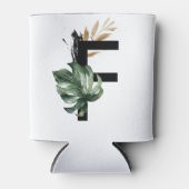 トロピッ葉クフェイク・ゴールド・フォイル・レターFモノグラム 缶クーラー (正面)